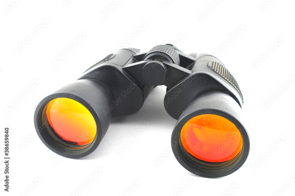 Black binoculars over white Black binoculars over white