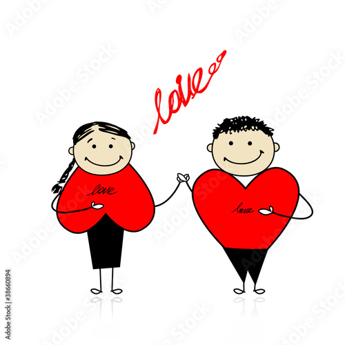Valentine day. Couple together for your design