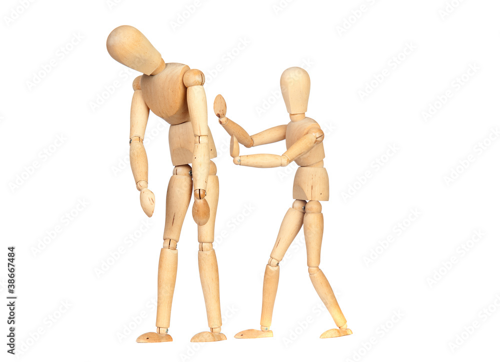 Crestfallen doll with another push to encourage Crestfallen doll with another push to encourage