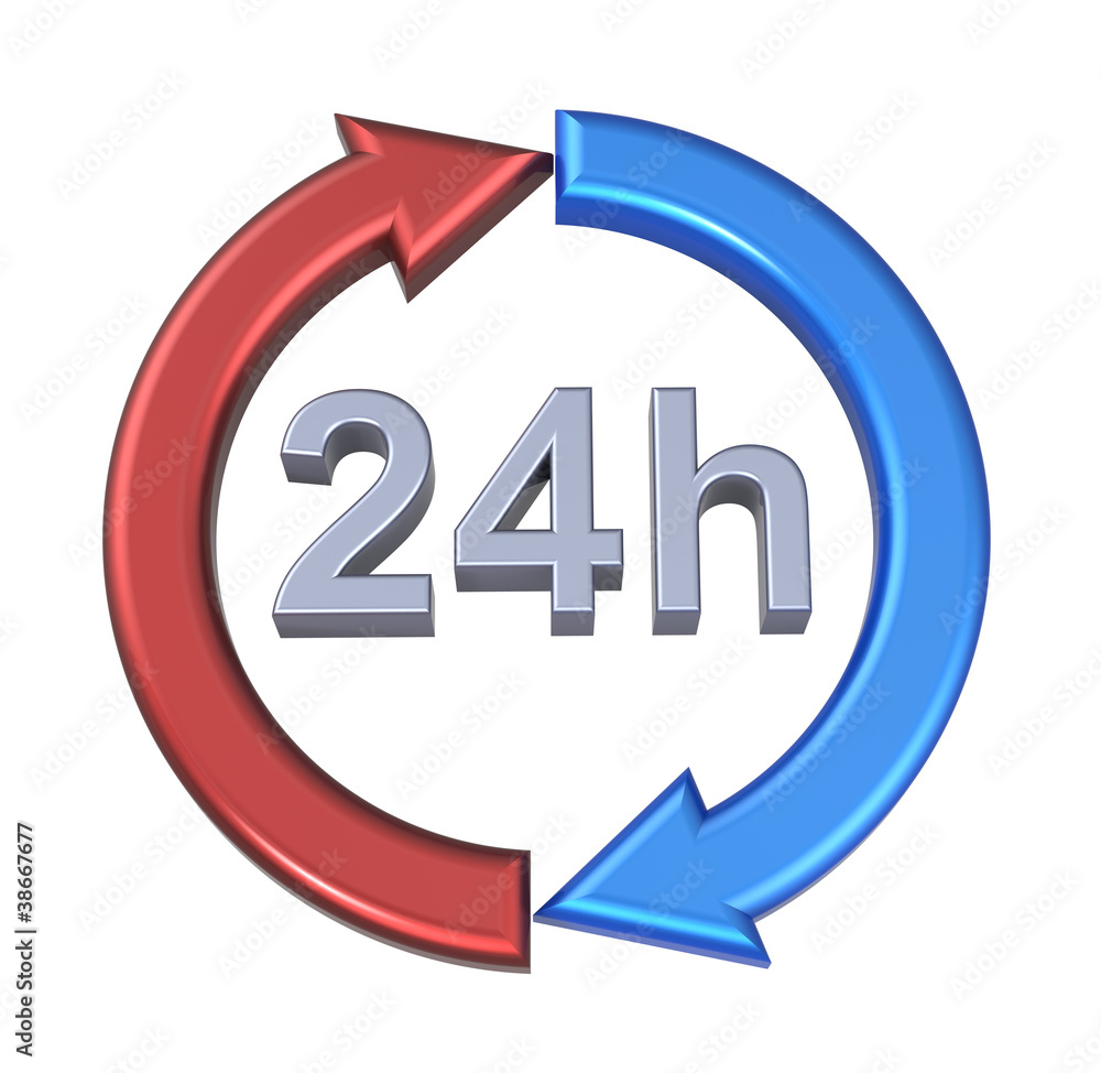 24 hours delivery sign. Computer generated 3D photo rendering. 24 hours delivery sign. Computer generated 3D photo rendering.