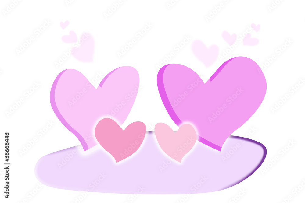 Valentine card  pink hearts