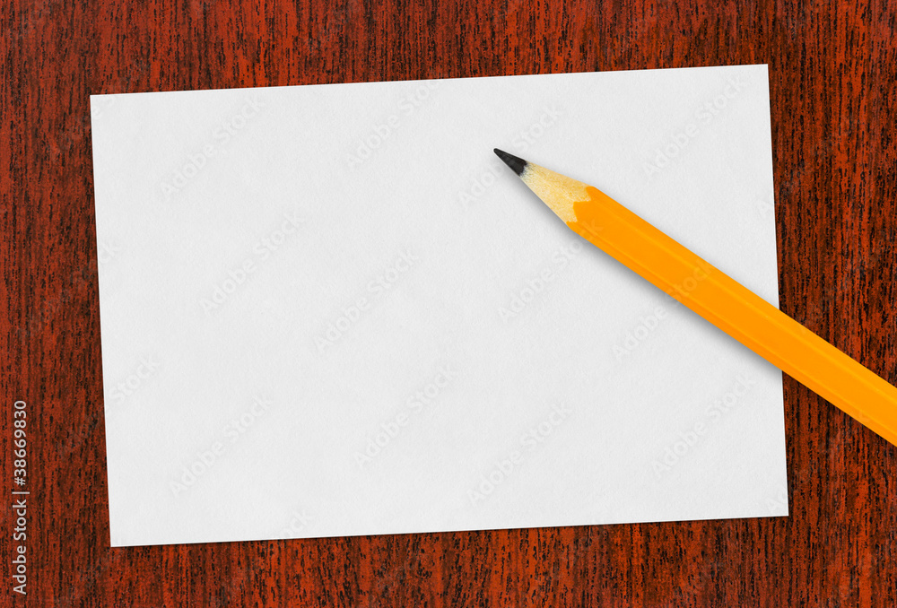 Paper card and pencil Paper card and pencil