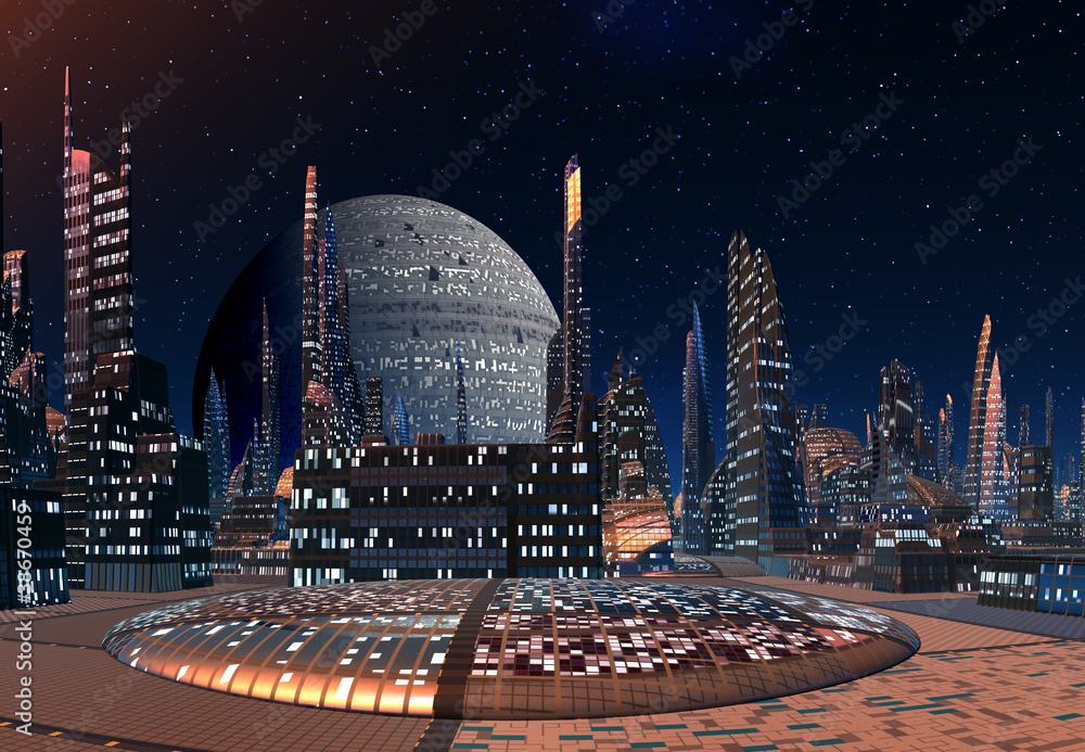 Modern City on an Alien Planet