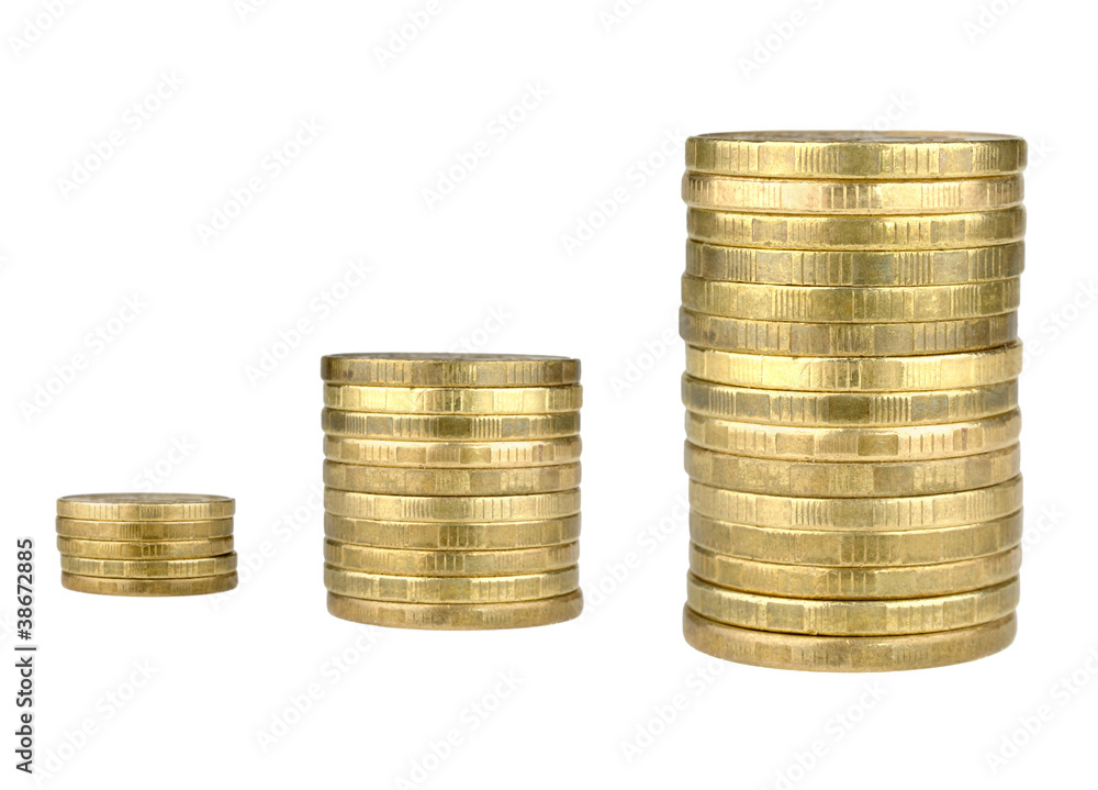 golden coins isolated on white background