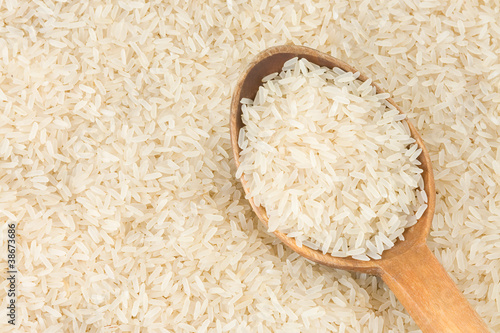 rice grain and  spoon