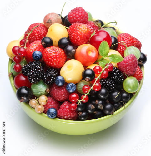 Different berries in the bowl.