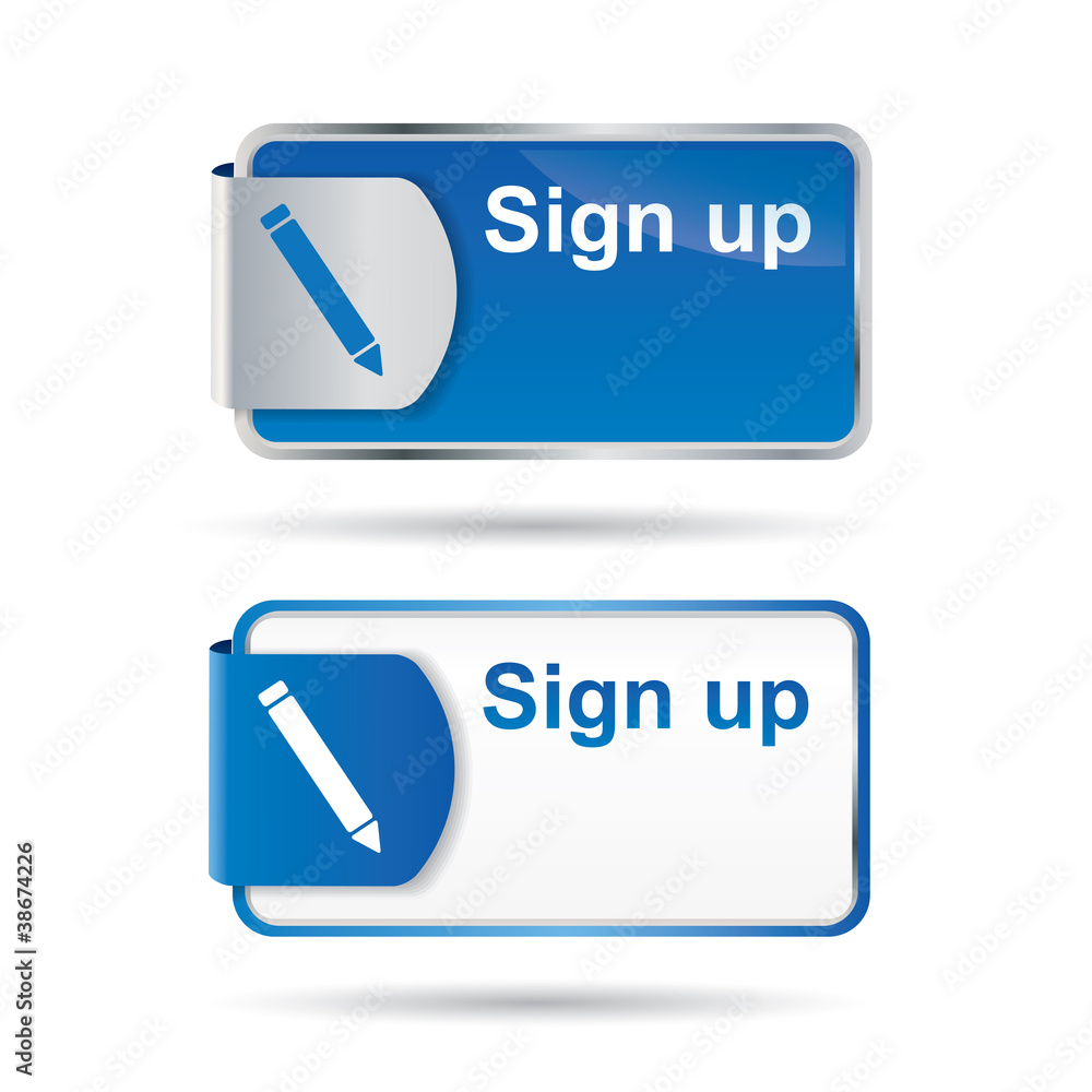 Sign up button with reflective web2 catchy design Sign up button with reflective web2 catchy design