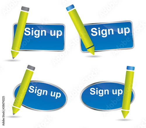 Fun sign up blue web2 button set