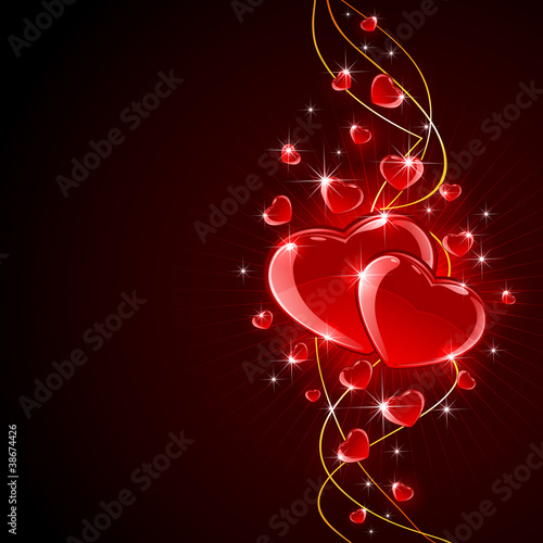 Valentines hearts on dark background