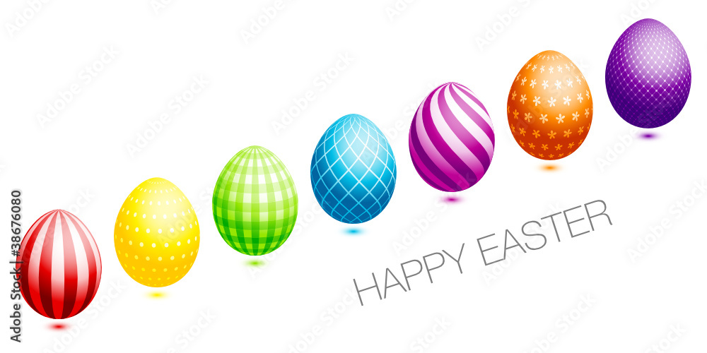 Easter Card 7 Easter Eggs Colour Diagonal