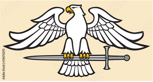 eagle holding a sword