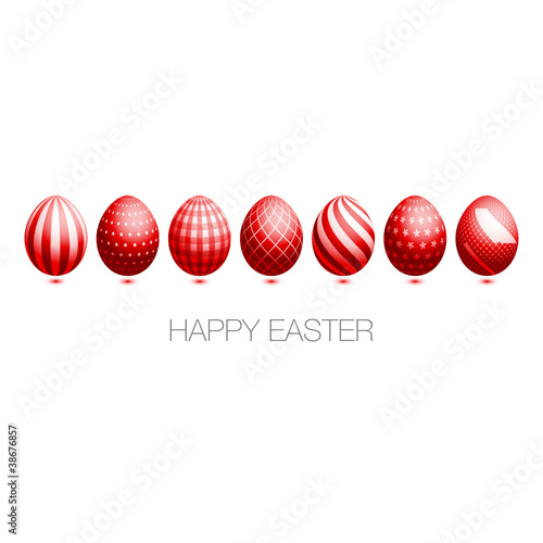 Easter Card 7 Easter Eggs Red
