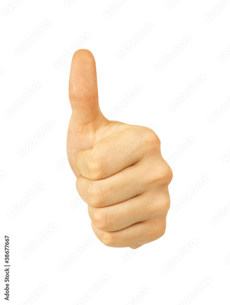 OK with smile on hand, isolated on white background OK with smile on hand, isolated on white background