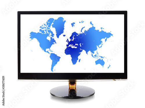 World map in monitor