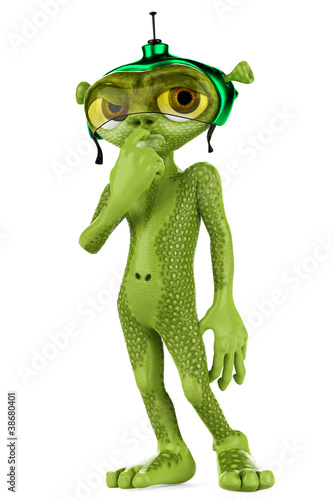green alien worried about © DM7