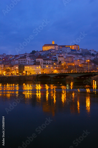 old town of Coimbra at night, Portugal