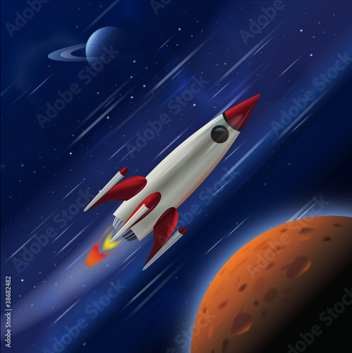 A fast rocket zooming through space