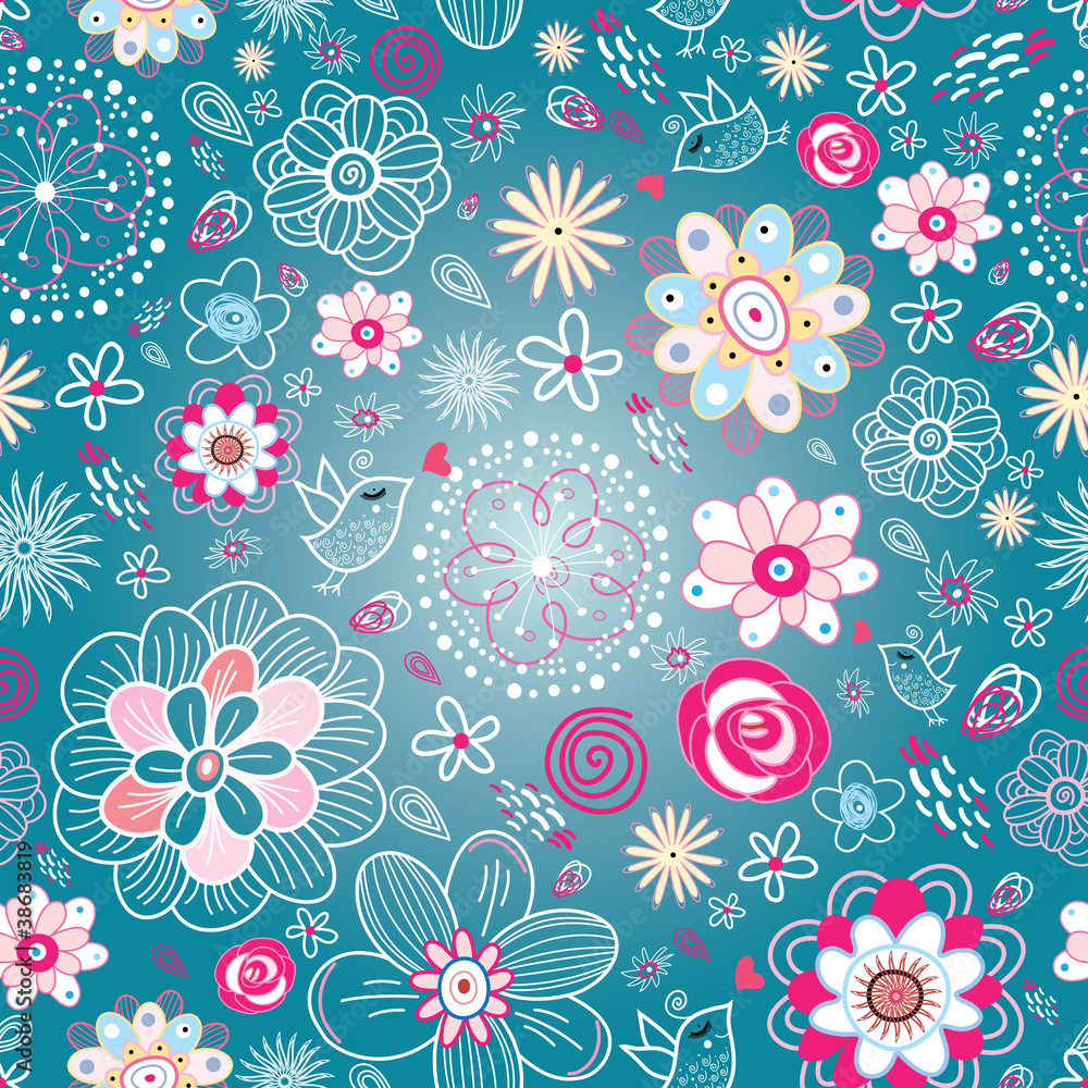 flower texture with birds flower texture with birds