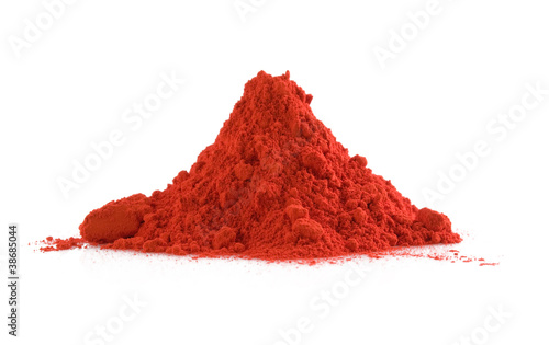 Red powder on white