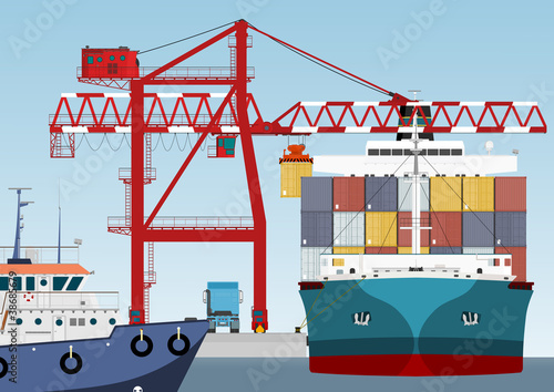 Container ship in port