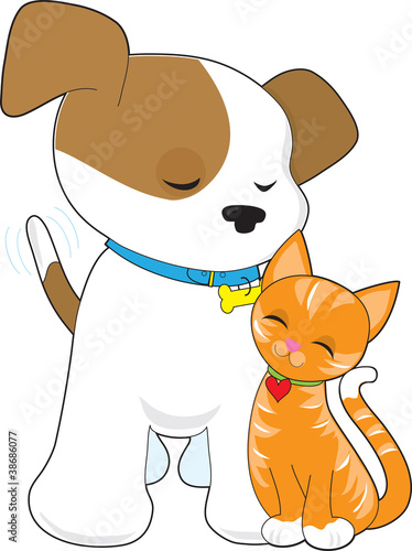 Cute Puppy and Cat