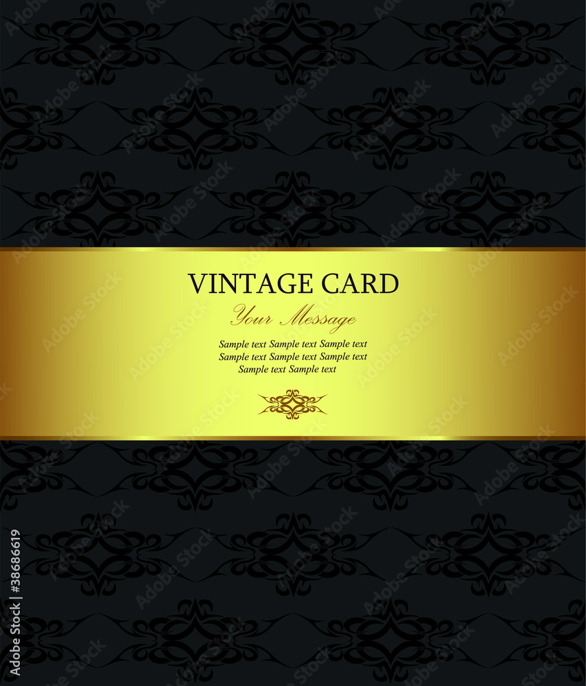 Luxury golden vintage card