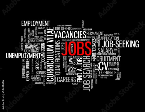 JOBS Tag Cloud (careers vacancies employment recruitment button)