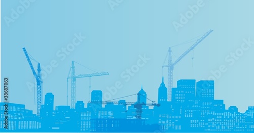 building and cranes