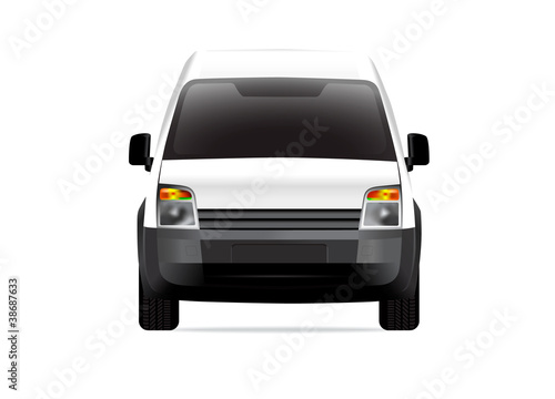 White delivery compact van front view