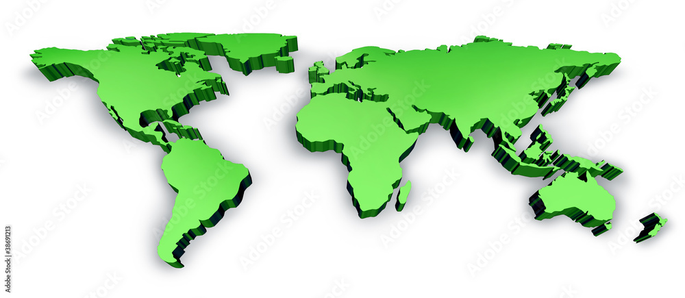 Dimensional Green 3D Wold Map