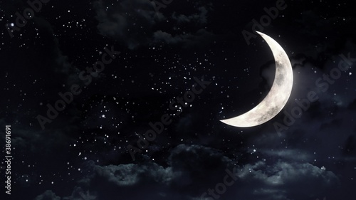 half moon in the night sky © RealCG