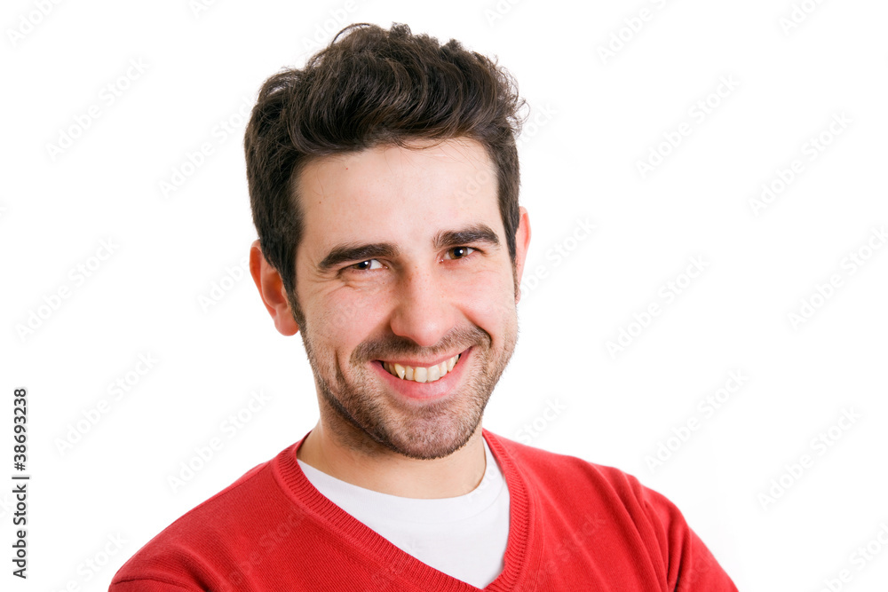 Smiling young man portrait on white background Smiling young man portrait on white background