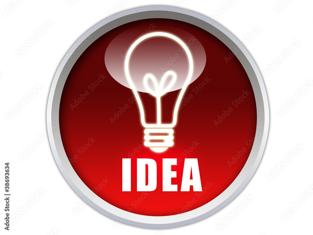 red glossy button with white bulb icon red glossy button with white bulb icon