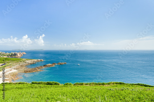 panorama of Cote D'Emeraude in Normandy, France photo