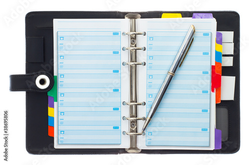 Cuadro en lienzo Personal black organizer with pen.