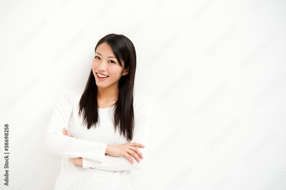 attractive asian woman relaxing in the white room attractive asian woman relaxing in the white room