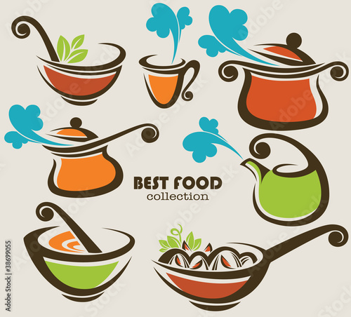 vector collection of cooking equipment and food symbols