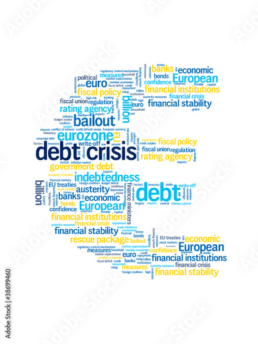 DEBT CRISIS Tag Cloud (eurozone euro symbol recession finance)