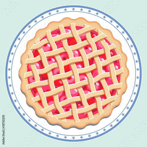 Cherry pie on a plate