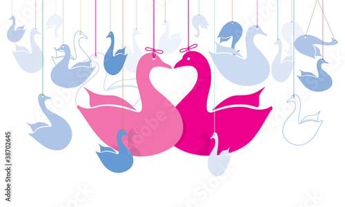 Heart swan hanging
