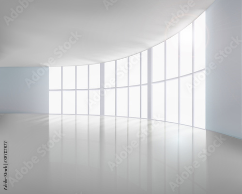 Empty white interior. Vector illustration.