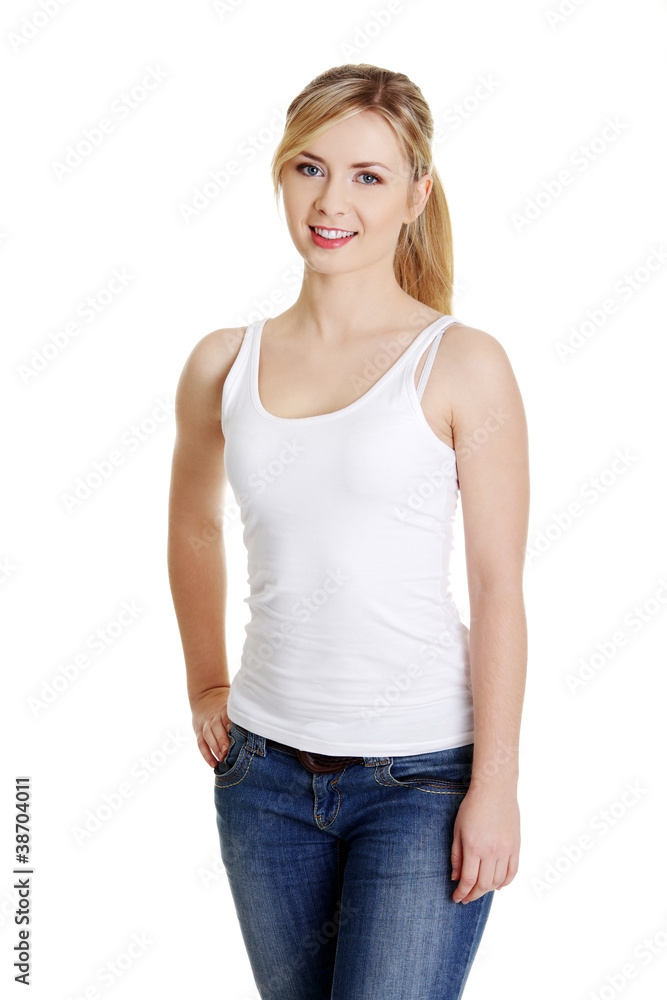 Beautiful happy woman with toothy smile Beautiful happy woman with toothy smile