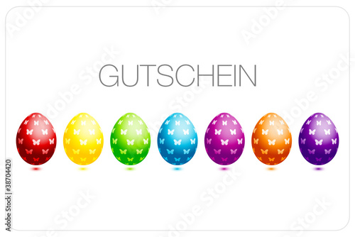 Gutschein 7 Ostereier Schmetterlinge bunt