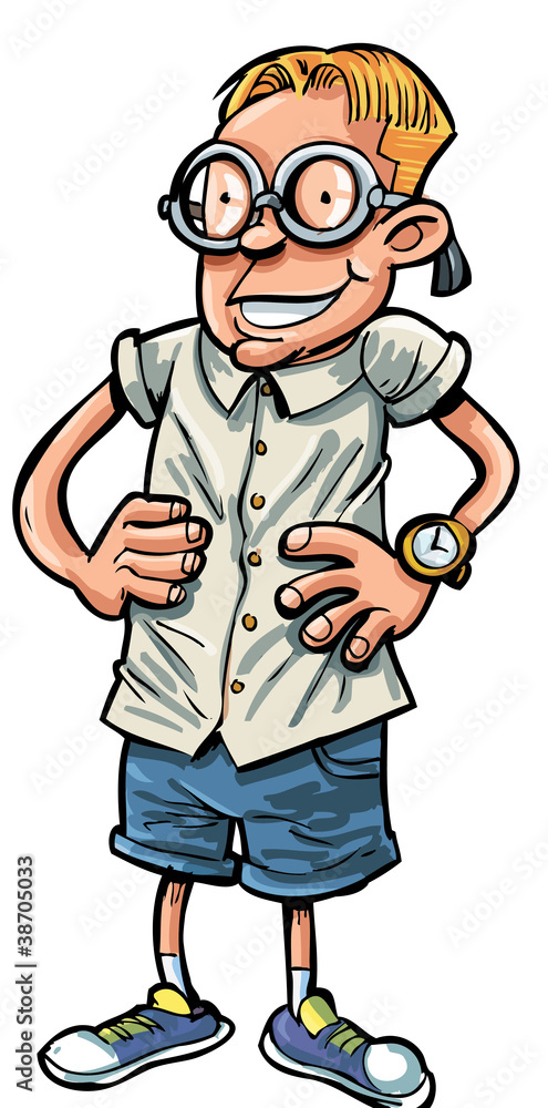Cartoon nerd with hands on his hips Cartoon nerd with hands on his hips