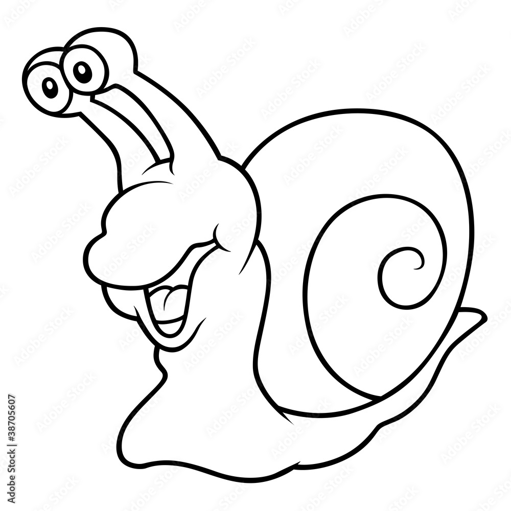 Snail - Black and White Cartoon illustration Snail - Black and White Cartoon illustration