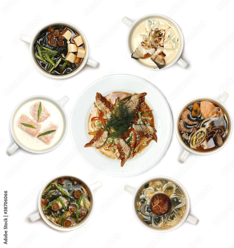 Gourmet food - asian cuisine isolated on white Gourmet food - asian cuisine isolated on white