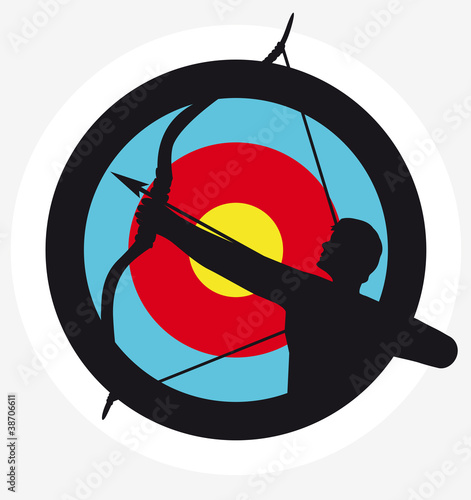 Target image with a silhouette of an archer superimposed on it