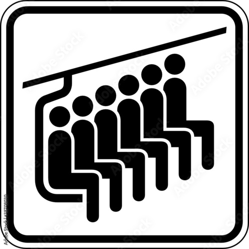 6er Sessellift Sesselbahn Skilift Schild Zeichen Symbol