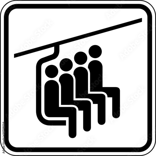 4er Sessellift Sesselbahn Skilift Schild Zeichen Symbol