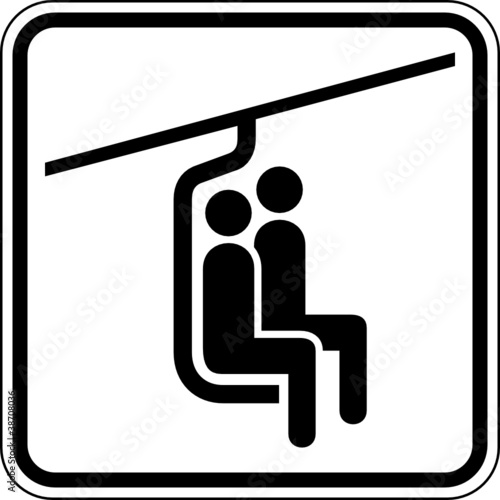 2er Sessellift Sesselbahn Skilift Schild Zeichen Symbol